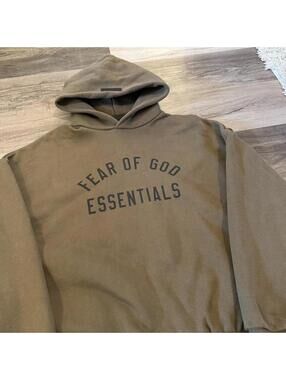 essentials fear of god olive hoodie XS boxy
